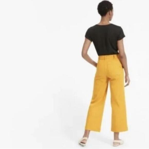Everlane Wide Leg Crop Jeans Golden Yellow High Rise Size 00 - Picture 2 of 7